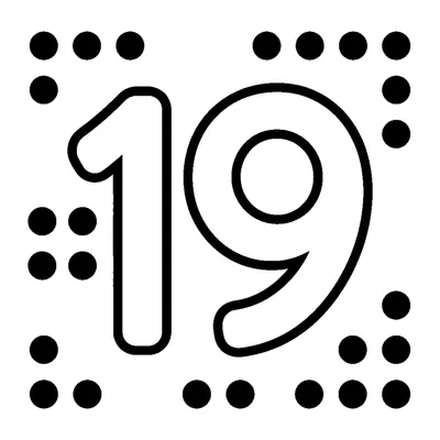 Number 19 and 19 tiny dots