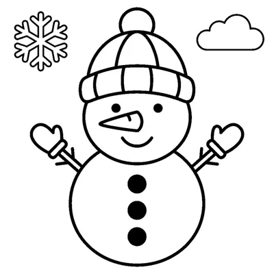A cute snowman with a carrot nose