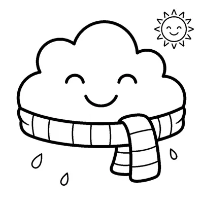 Nuvem sorridente com um cachecol