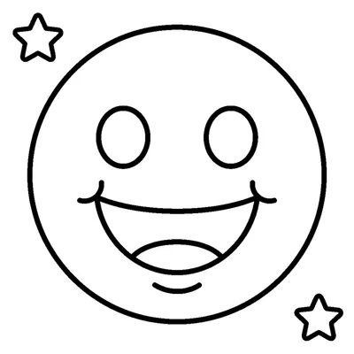 Cara grande, feliz y sonriente - Emoji de líneas gruesas