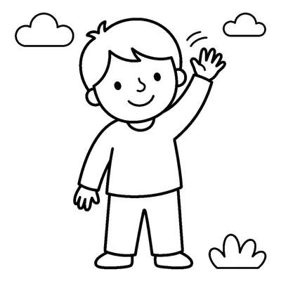 Happy Waving Child - One Arm in the Air