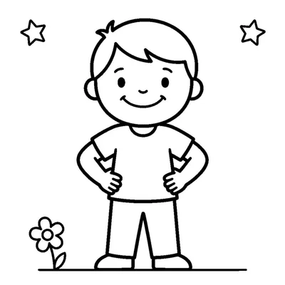 Proud Smiling Kid with Hands on Hips