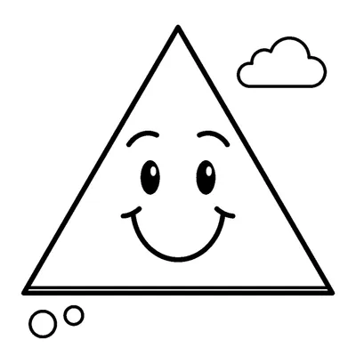 Triangle joyeux, forme simple avec un visage souriant