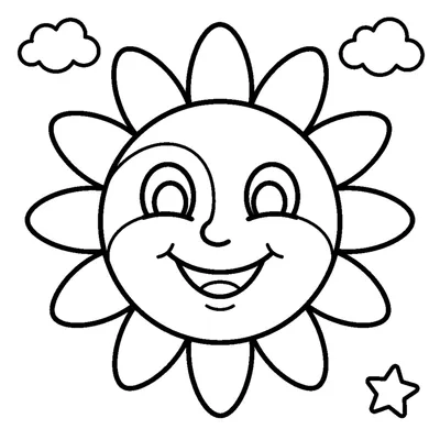 Sol grande e sorridente com raios brilhantes