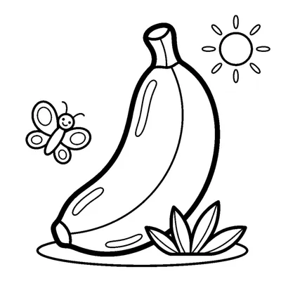 Plátano con líneas gruesas, para pintar de amarillo