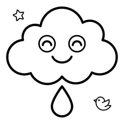 Smiling Cloud with a Raindrop
