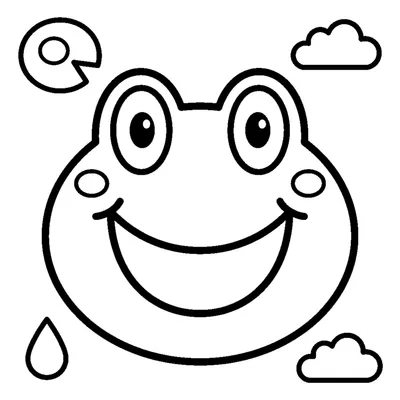 Rosto de sapo grande e sorridente, oval simples
