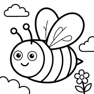 Simple flying bee with thick stripes