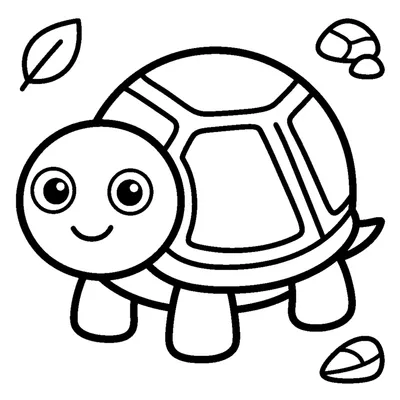 Cute turtle with a round shell