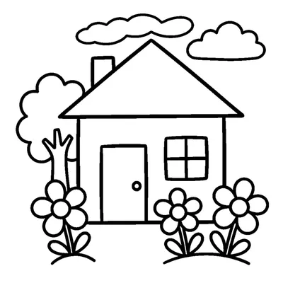 Cute little house with flowers in its garden