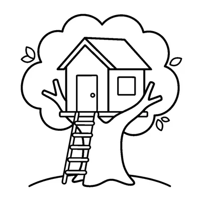 Casita del árbol adorable en un gran árbol