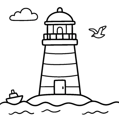 Phare à rayures au bord de la mer