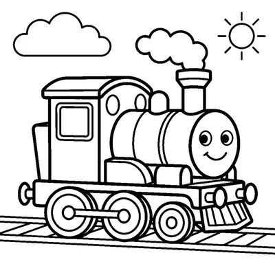 Happy blue train engine for toddlers