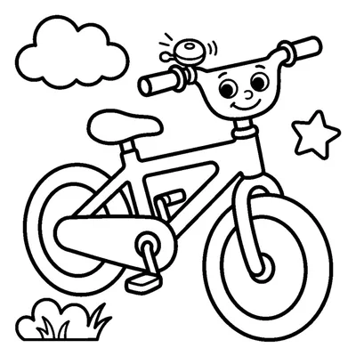 Smiling orange bicycle with a bell