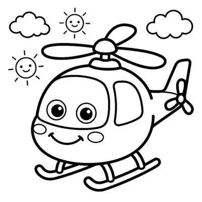 Happy purple helicopter with big eyes