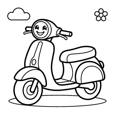 Cute pink scooter with a smiling headlight