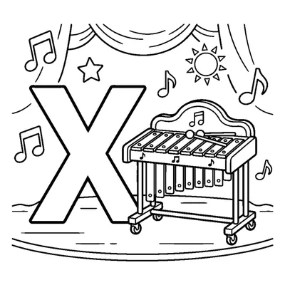 Letter X with a colorful Xylophone