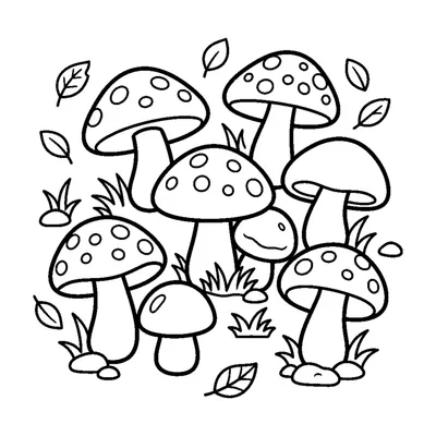 Cuenta y colorea las 8 setas en el bosque