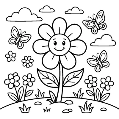 Giardino primaverile pieno di fiori colorati e farfalle svolazzanti