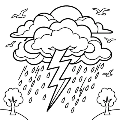 Loud storm clouds with lightning and rain in the sky