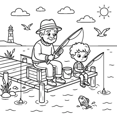 A curious grandchild going fishing with their grandpa
