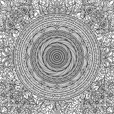 Optik İllüzyon Spiralli Konsantrik Halka Mandala