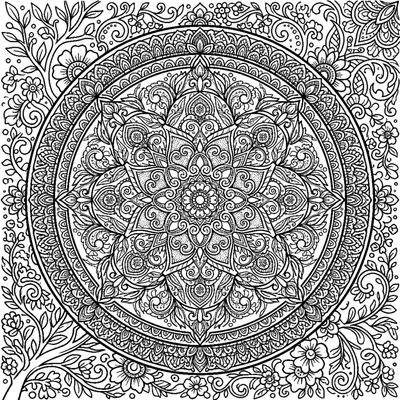 Mandala Redonda com Textura de Pontinhos Zentangle