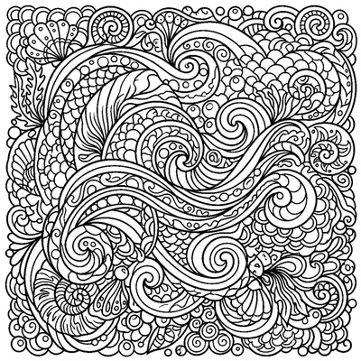 Dalga ve Kıvrım Zentangle Akışkan Mandala