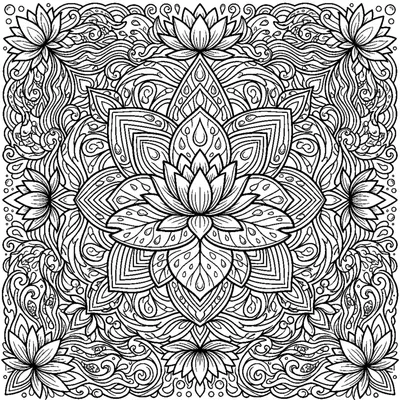 Water Mandala with Lily Pads and Drops
