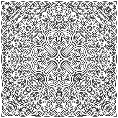Mandala en capas con tréboles y nudos triangulares