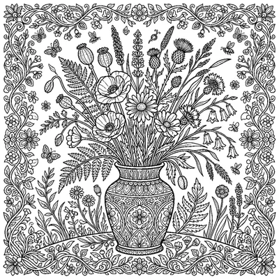 Bouquet de fleurs des champs dans un joli vase