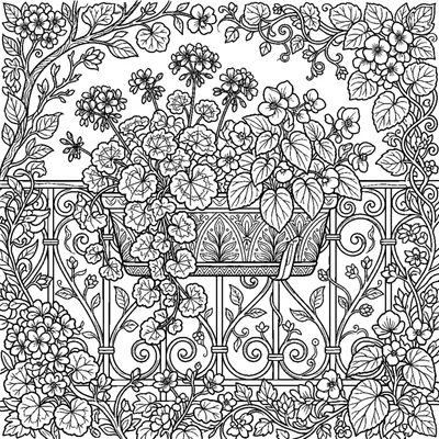 Geranien und Begonien im Blumenkasten