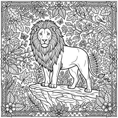 Majestic lion with a big mane on a rocky cliff