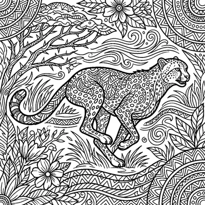 Spotted cheetah running on the savanna
