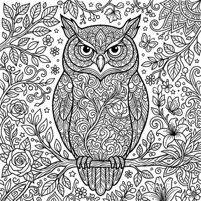Owl silhouette with zentangle patterns