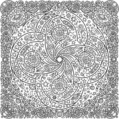 Mystical space mandala with stars and galaxies