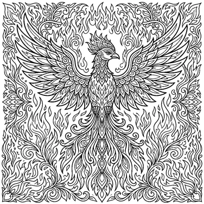 Fiery Phoenix Wings Mandala