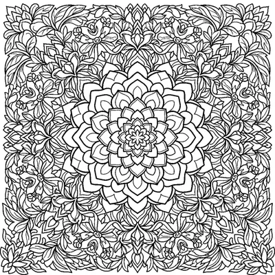 Mandala Intrincada de Peônia com Oito Camadas de Pétalas