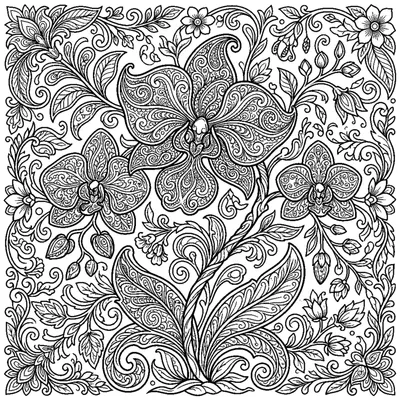 Orquídeas Fantásticas com Padrões Paisley
