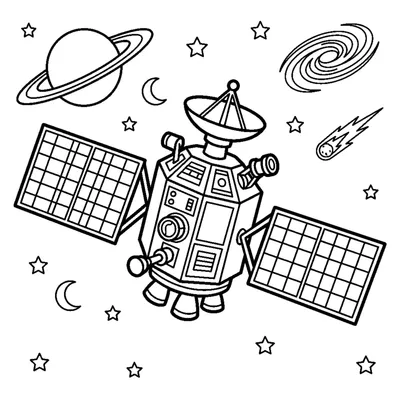 Space probe with solar panels open