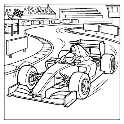 Coche de carreras de fórmula tomando una curva