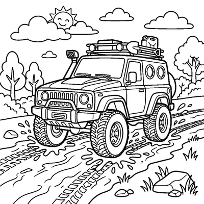 4x4 sur un chemin de boue