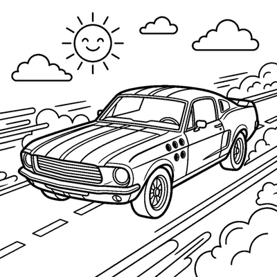 Muscle car con strisce da corsa