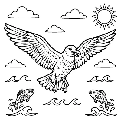 Gaivota com as asas abertas