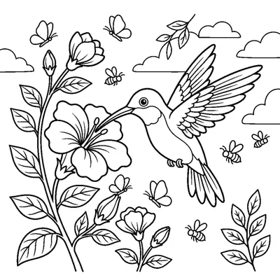 Beija-flor bebendo néctar de uma flor
