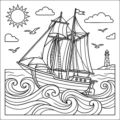 Sailboat on the waves