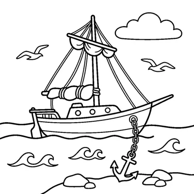 Anchored boat