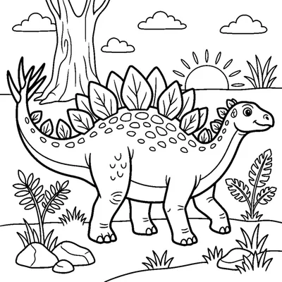 Stegosaurus with plates on its back