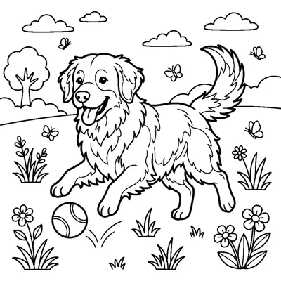 Golden retriever brincando com a bola