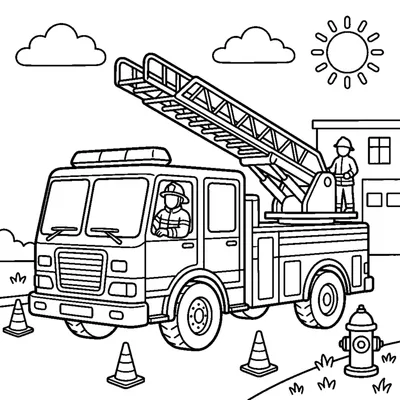 Fire truck with a ladder